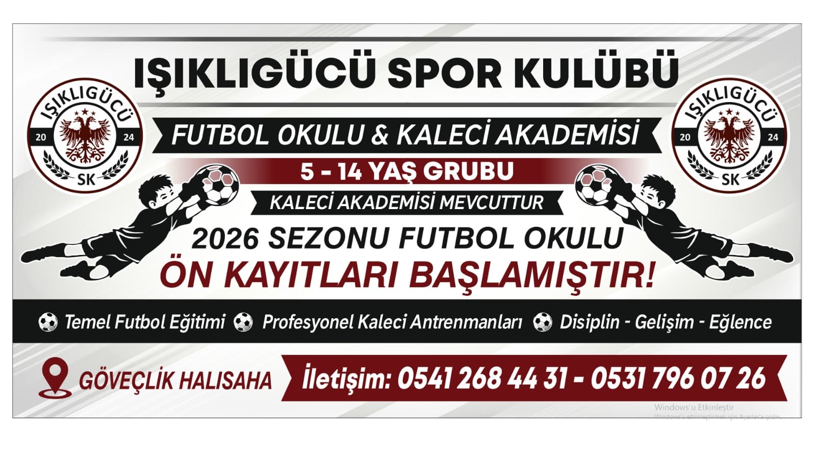 2026 Sezonu Futbol Okulu ÖN KAYITLARI BAŞLAMIŞTIR! İletişime geçin.